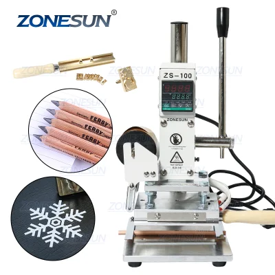 Zonesun Zs-100b Dual Use Hot Foil Stamping Machine Manual Bronzing Machine para PVC Card Leather Pencils Paper Stamping Machine